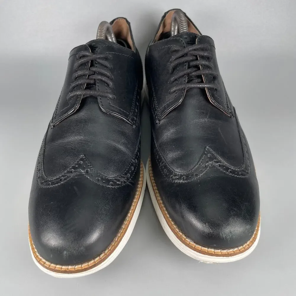 Cole Haan OriginalGrand Men's 9.5 M Black White Wingtip Oxford Casual Dress Shoe